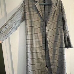Gray Plaid Long Coat